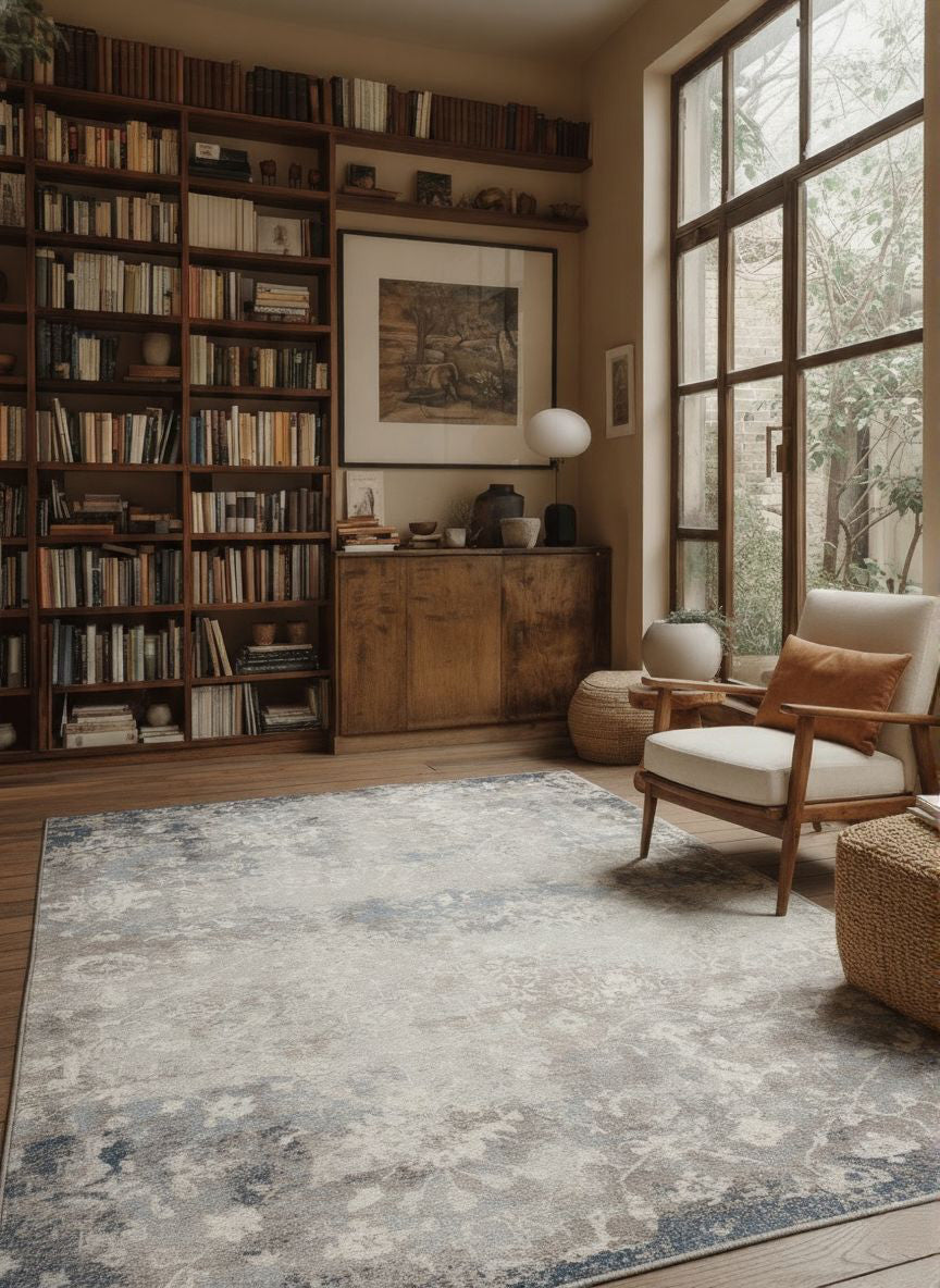 Sahir Oriental Contemporary Blue Indoor Rug-5