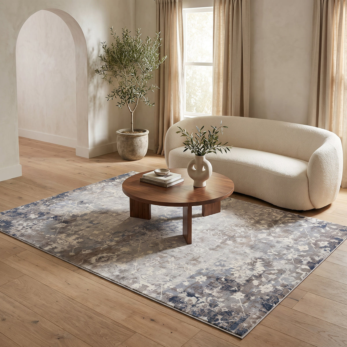 Sahir Oriental Contemporary Blue Indoor Rug