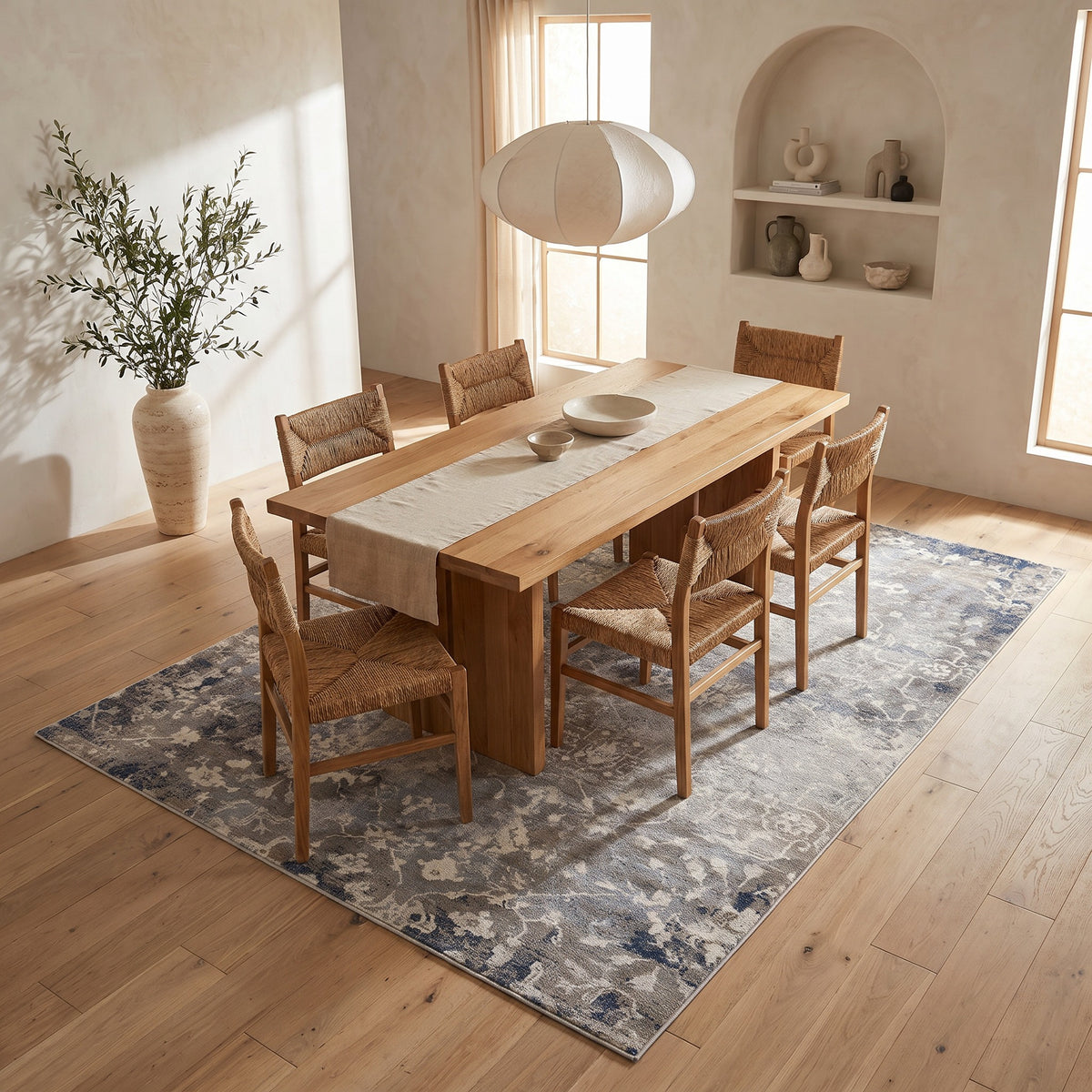 Sahir Oriental Contemporary Blue Indoor Rug