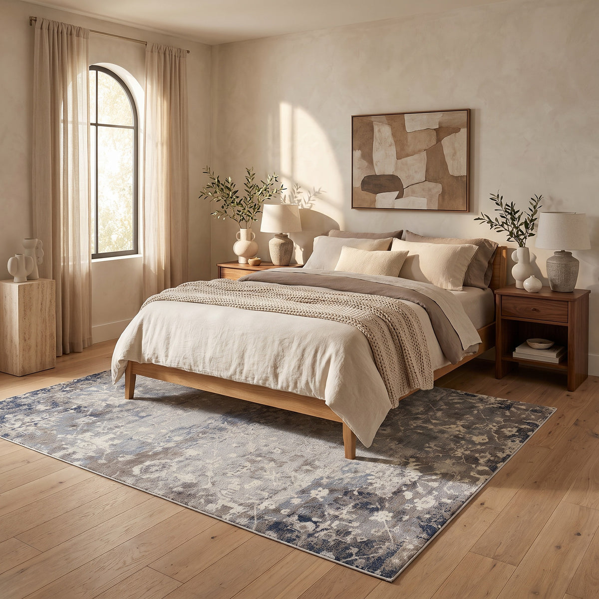 Sahir Oriental Contemporary Blue Indoor Rug