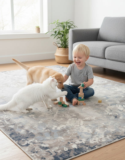 Sahir Oriental Contemporary Blue Indoor Rug-27