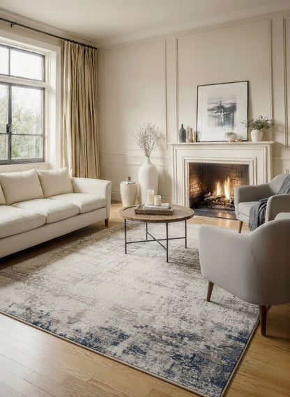 Maru Abstract Contemporary Blue Indoor Rug