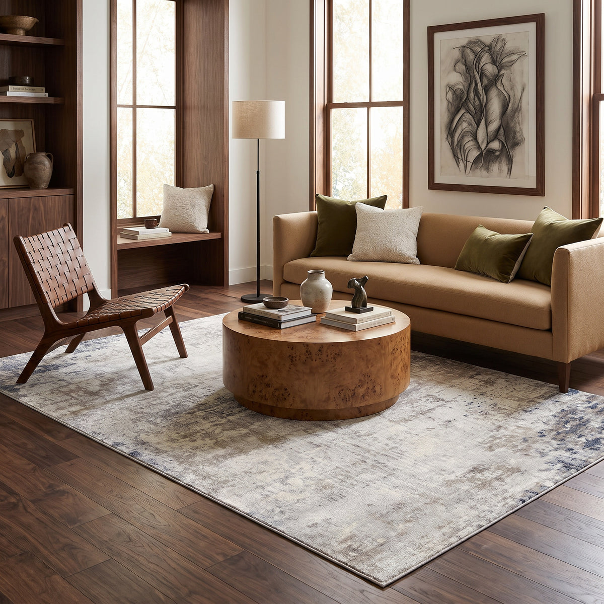 Maru Abstract Contemporary Blue Indoor Rug