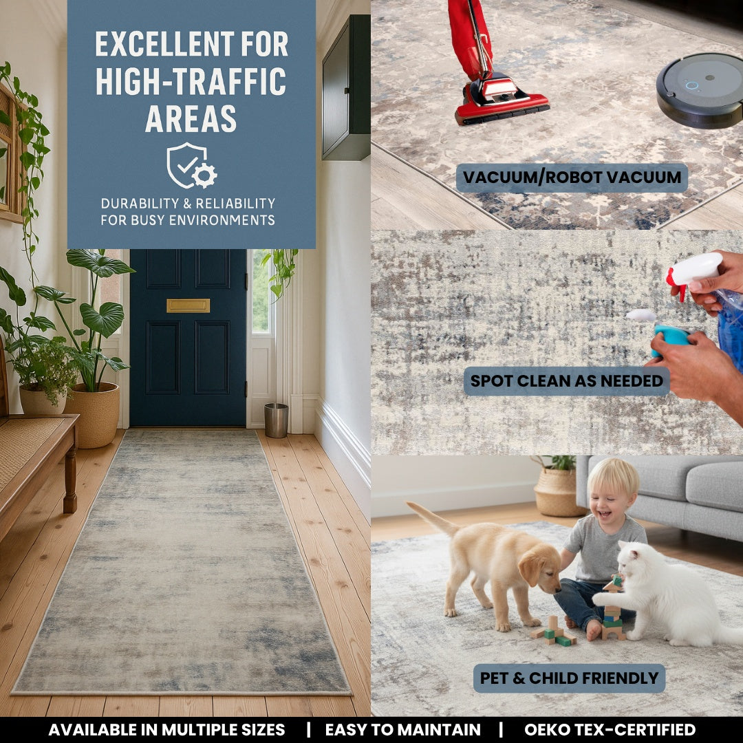 Maru Abstract Contemporary Blue Indoor Rug