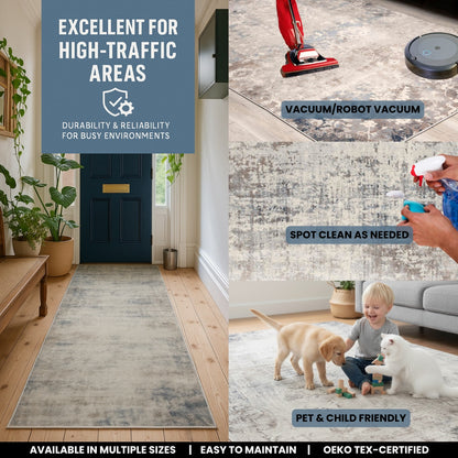 Maru Abstract Contemporary Blue Indoor Rug