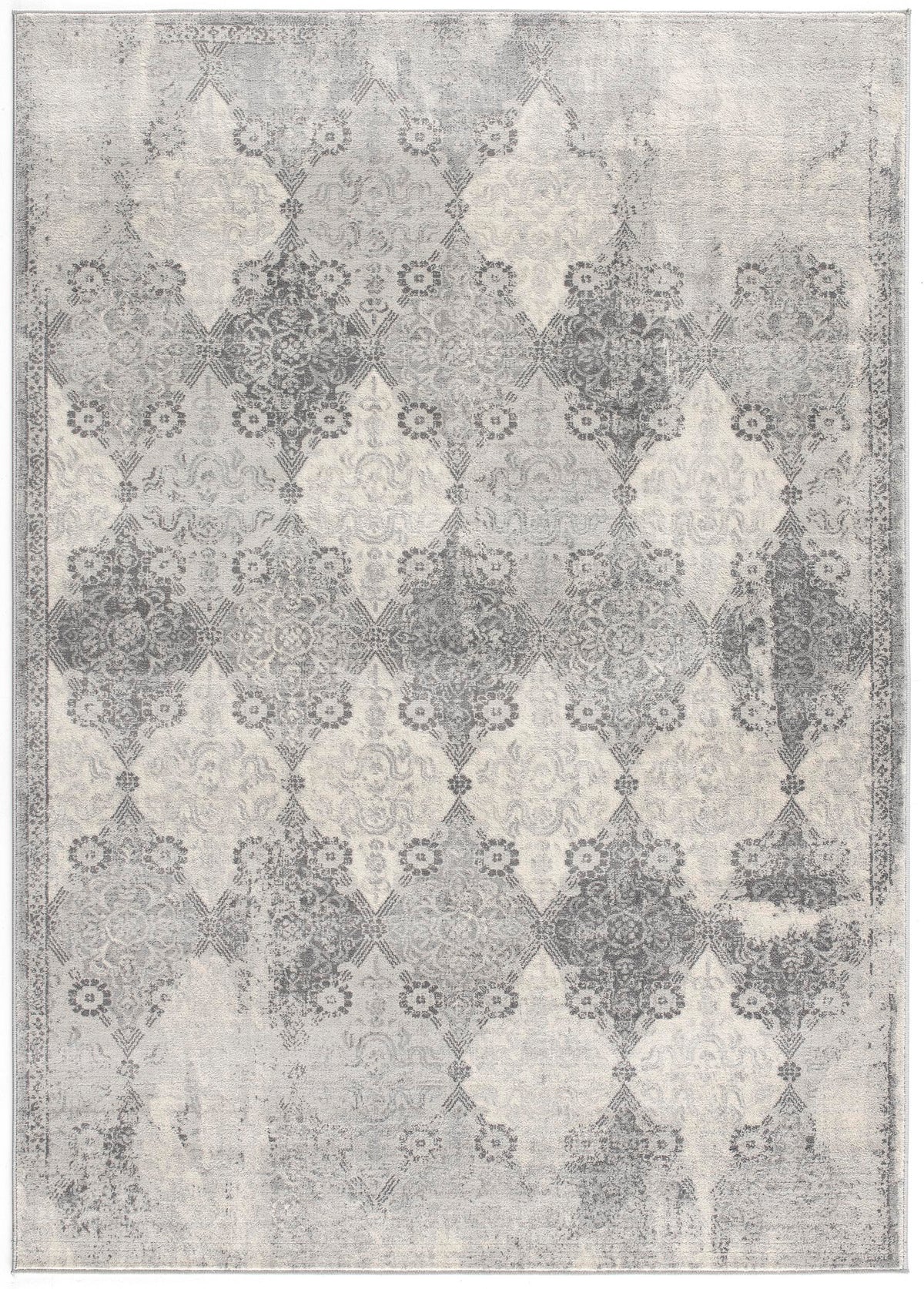 Tapis Nazira damassé contemporain gris