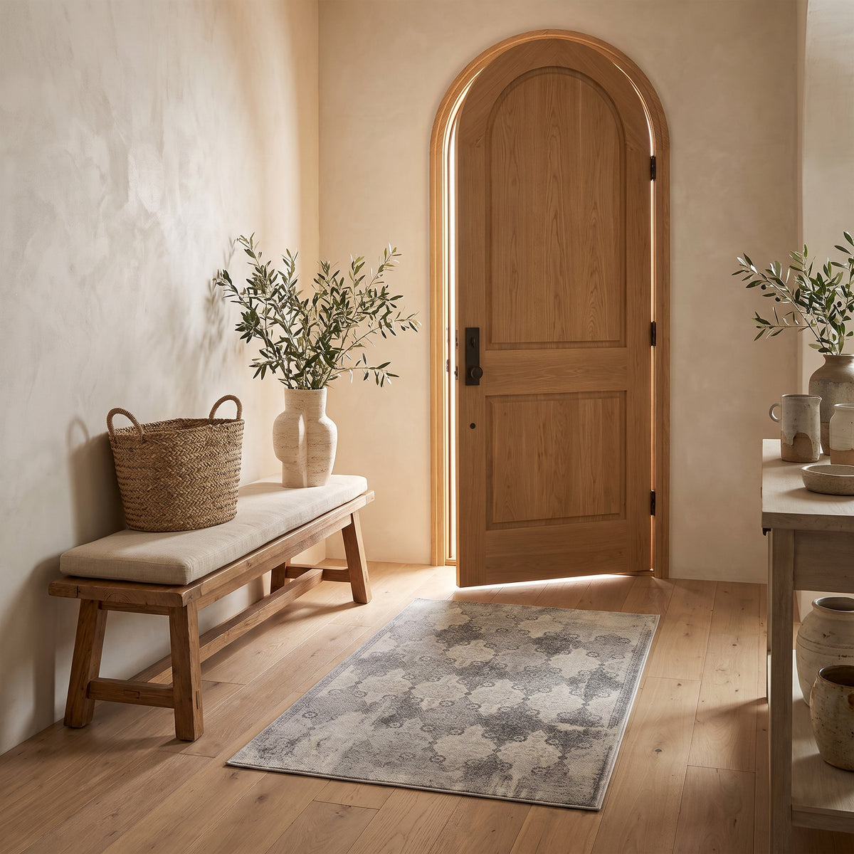 Tapis Nazira damassé contemporain gris