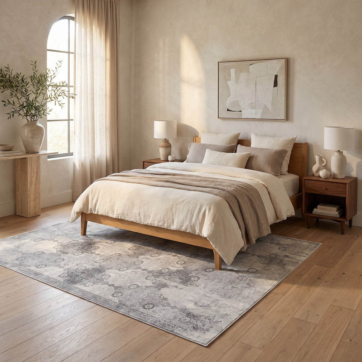 Tapis Nazira damassé contemporain gris