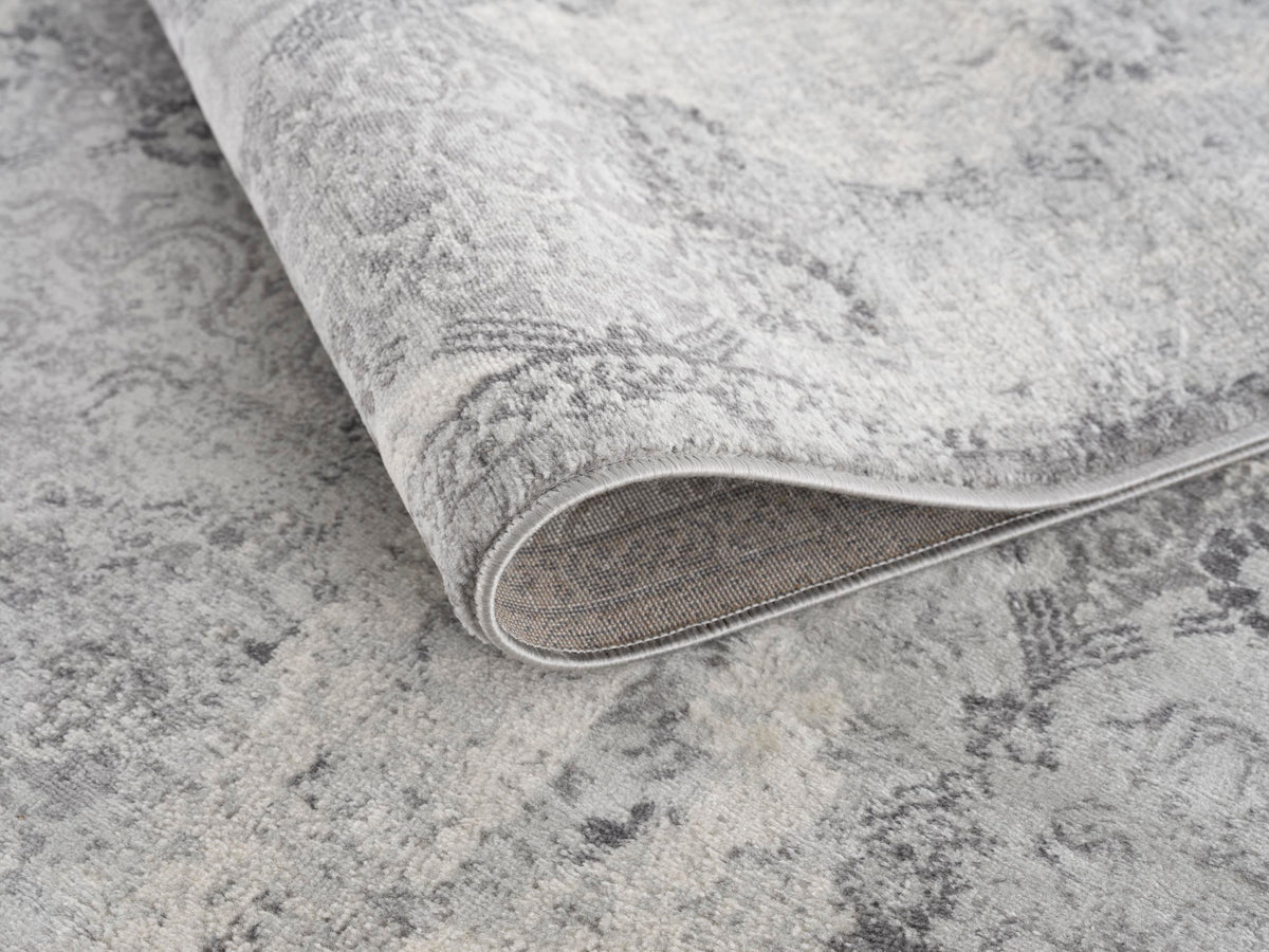 Tapis Nazira damassé contemporain gris