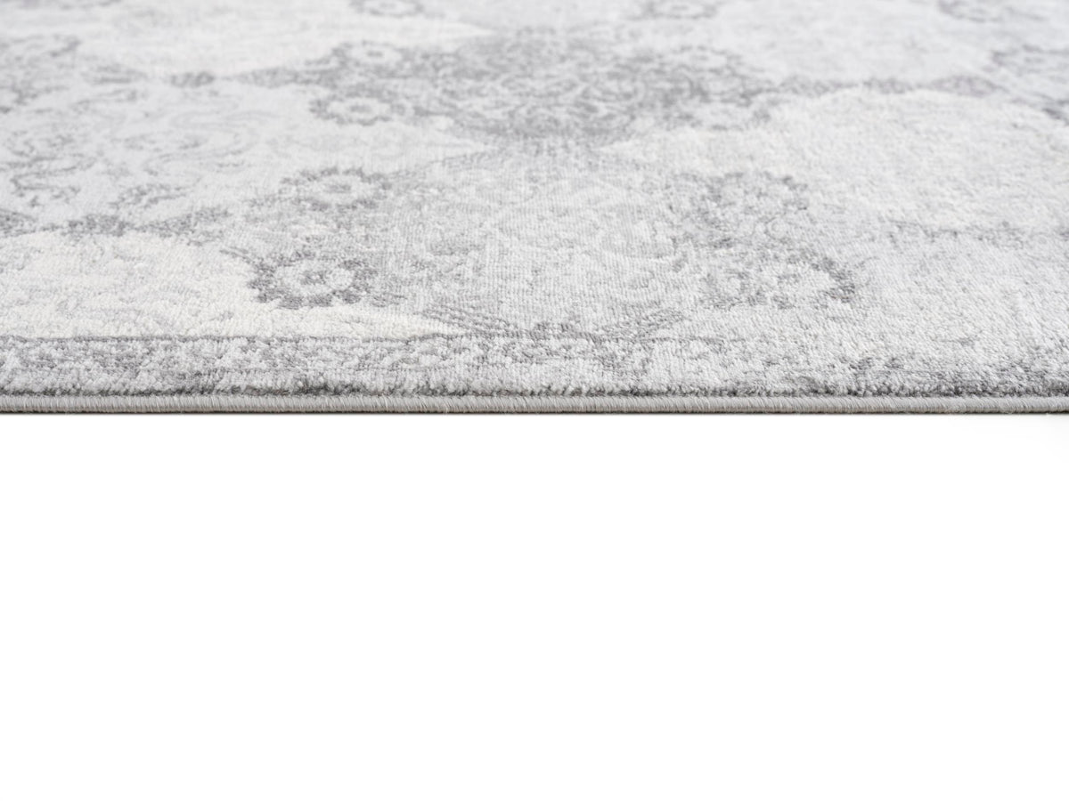 Tapis Nazira damassé contemporain gris