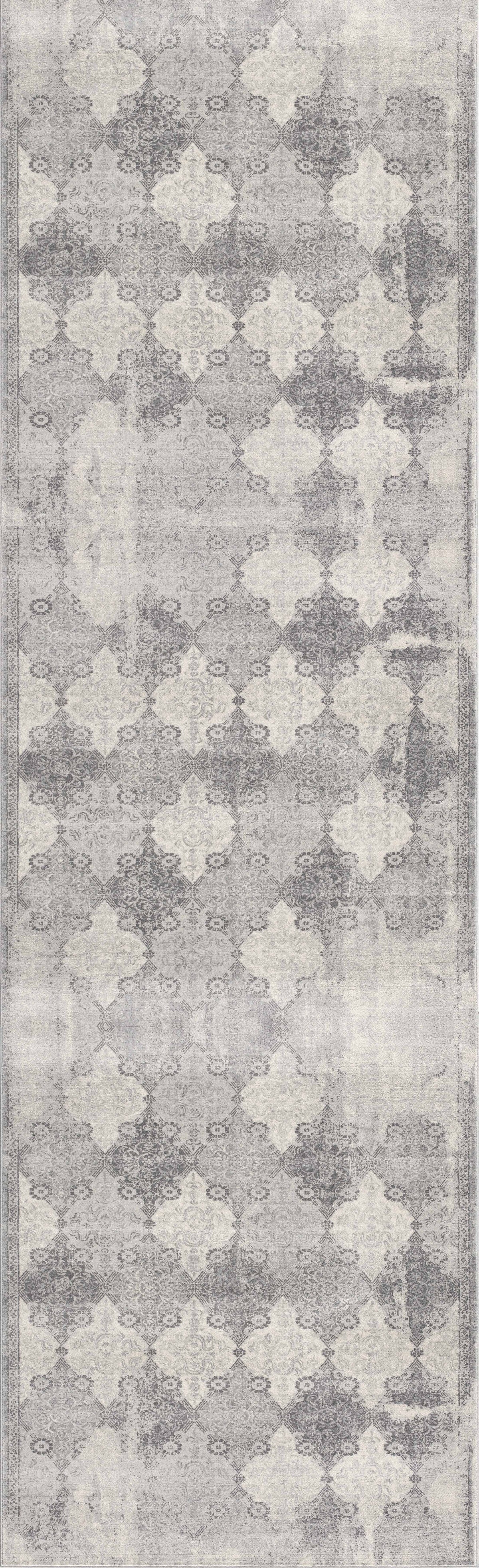 Tapis Nazira damassé contemporain gris