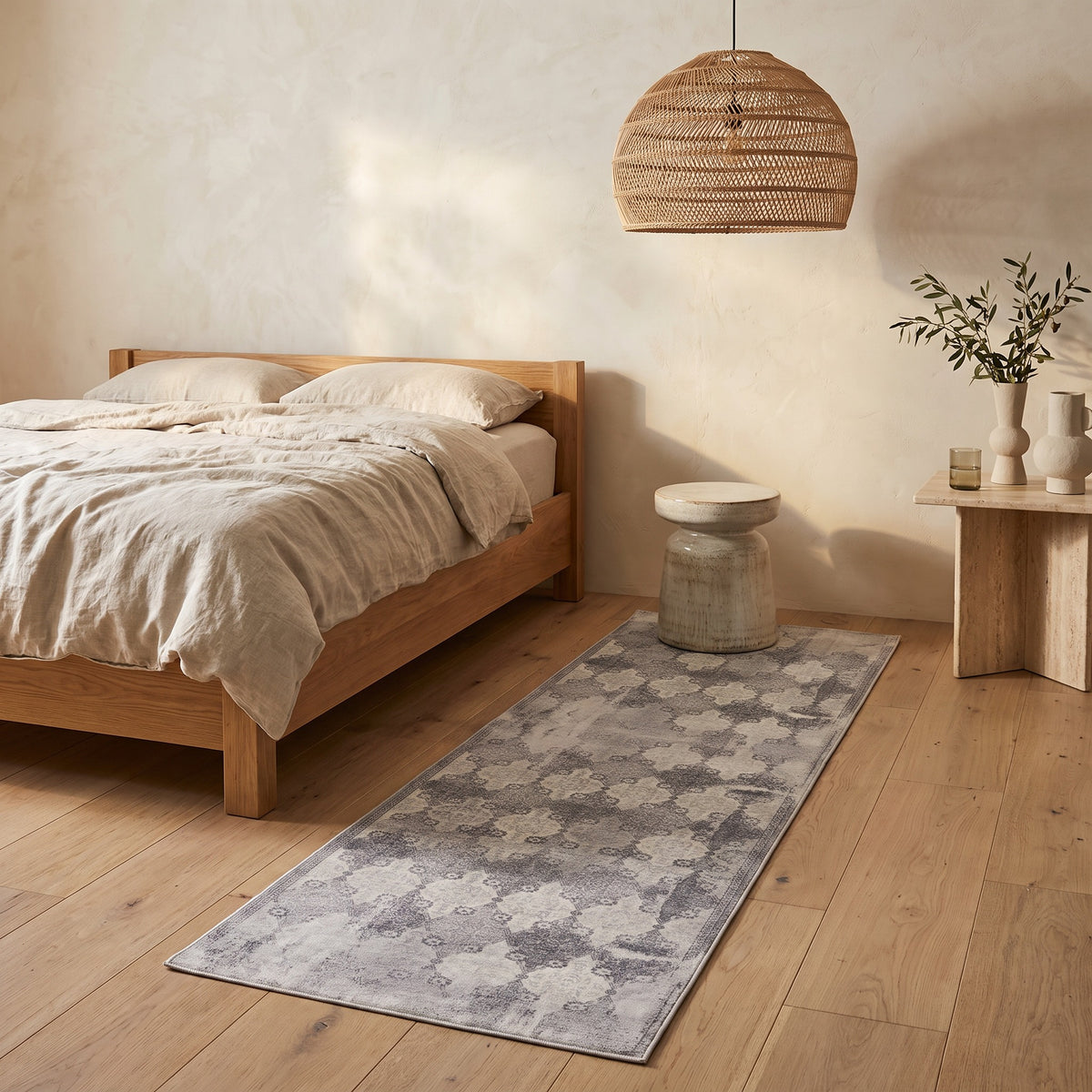 Tapis Nazira damassé contemporain gris