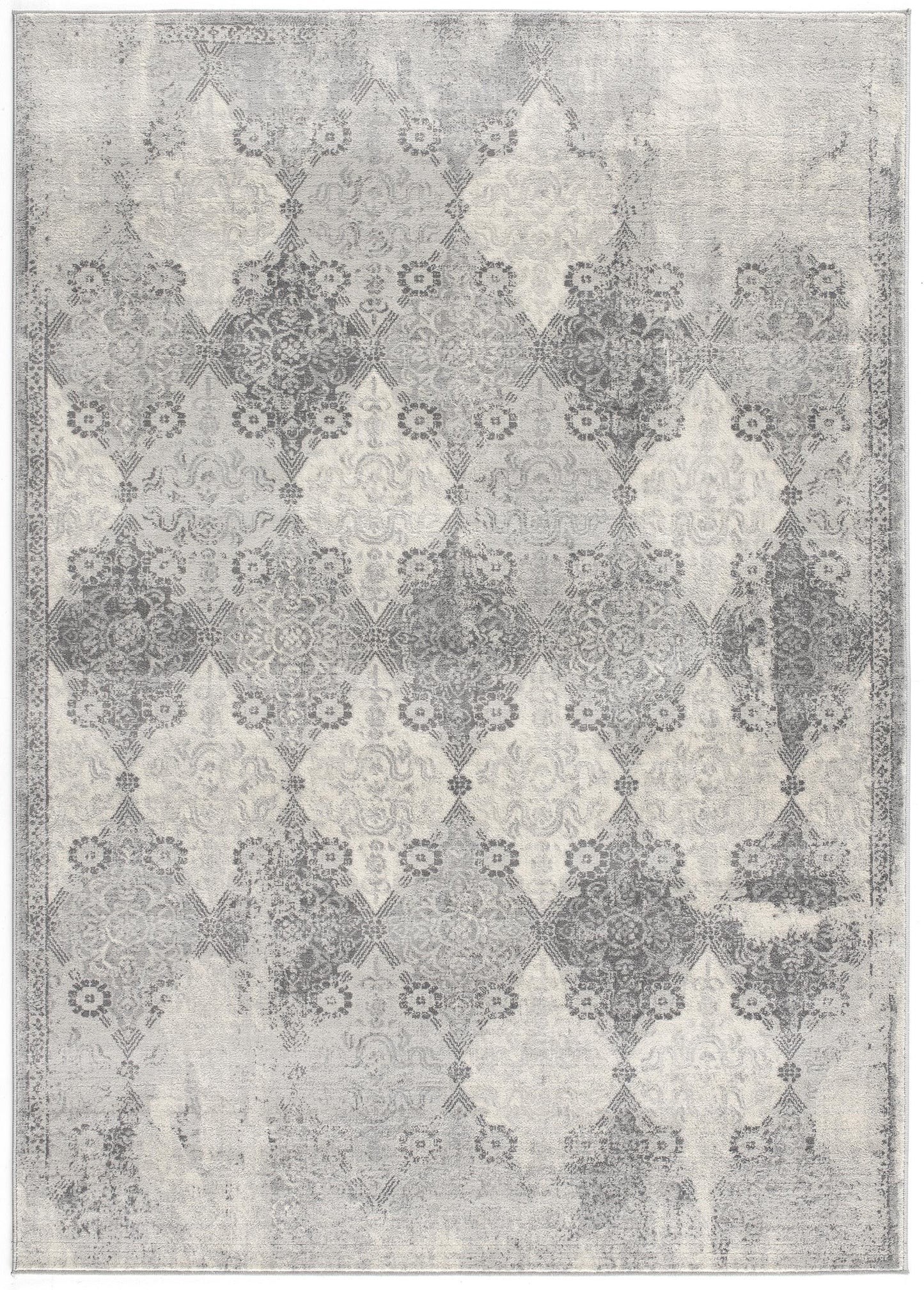 Nazira Damask Contemporary Grey Indoor Rug [AUC]-3
