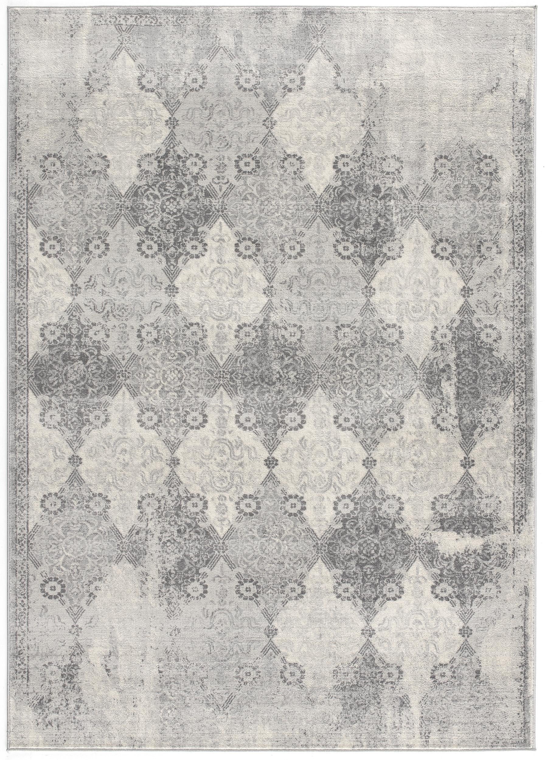Nazira Damask Contemporary Grey Indoor Rug [AUC]-3