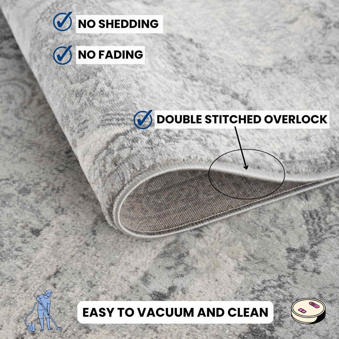 Nazira Damask Contemporary Grey Indoor Rug [AUC]-28