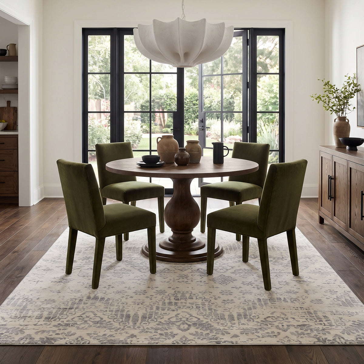 Liora Damask Traditional Grey Indoor Rug