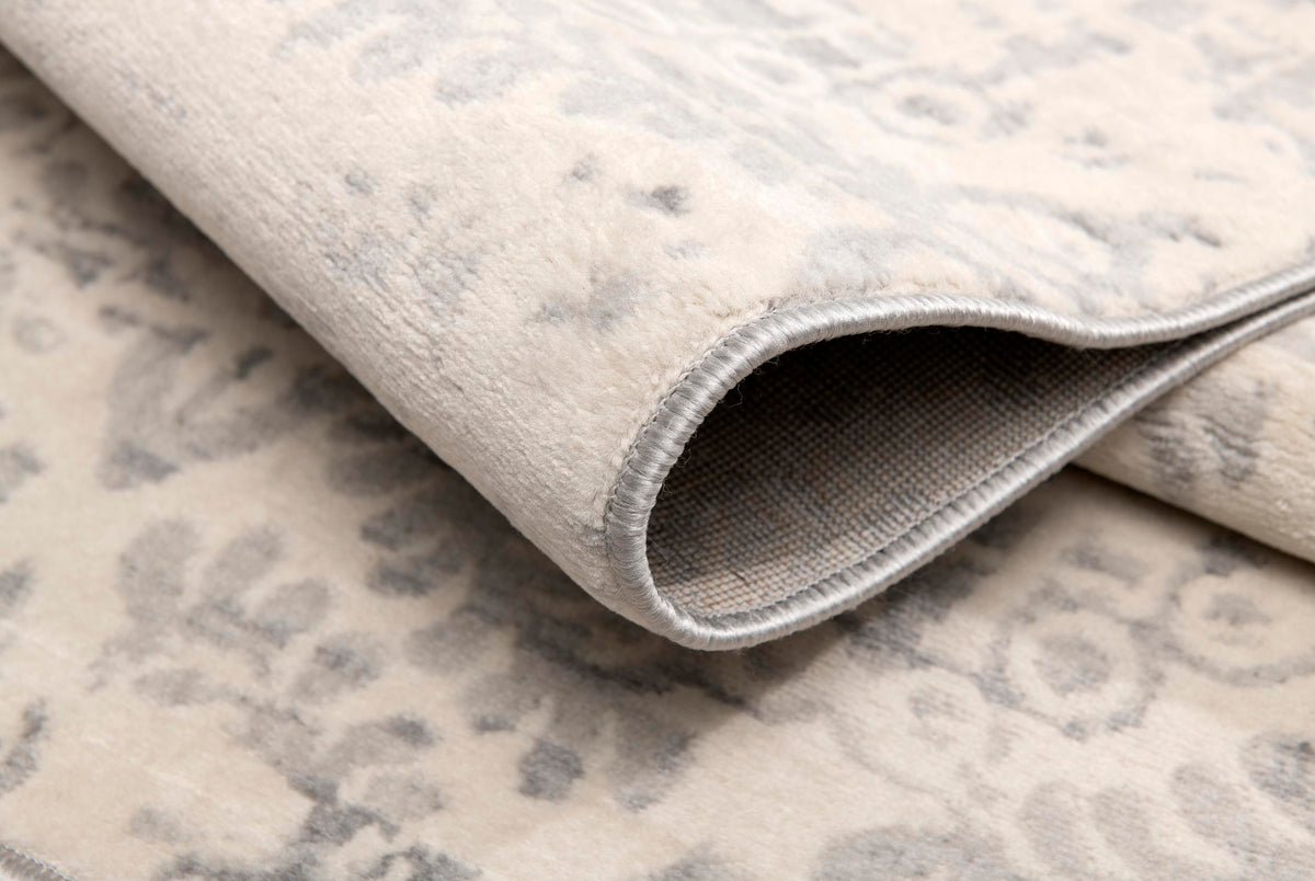 Liora Damask Traditional Grey Indoor Rug