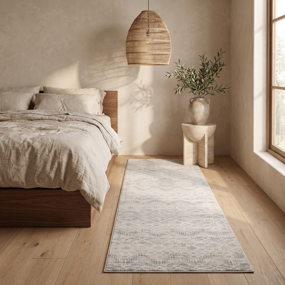 Liora Damask Traditional Grey Indoor Rug