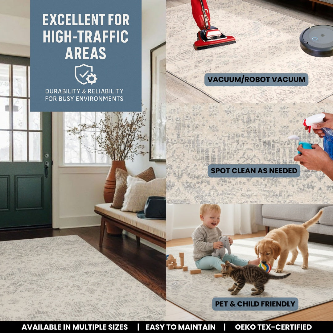 Liora Damask Traditional Grey Indoor Rug-18