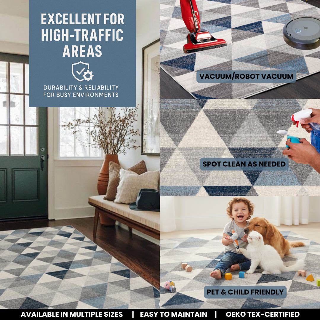 Eldin Geometric Contemporary Blue Indoor Rug-13