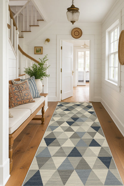 Eldin Geometric Contemporary Blue Indoor Rug-19