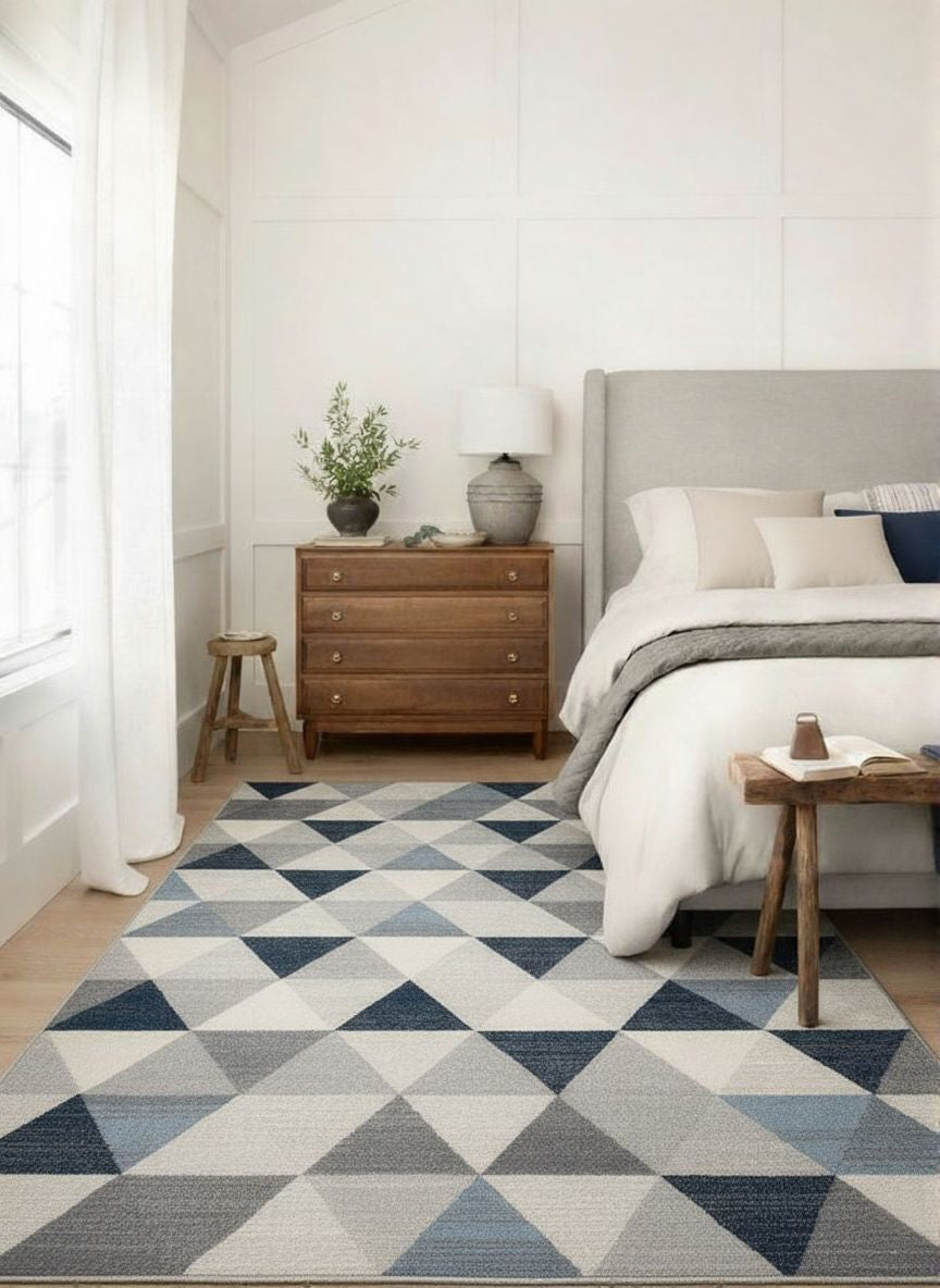 Eldin Geometric Contemporary Blue Indoor Rug-5
