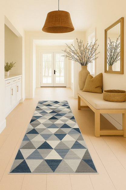 Eldin Geometric Contemporary Blue Indoor Rug-17