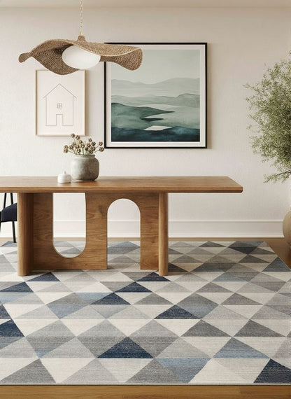 Eldin Geometric Contemporary Blue Indoor Rug-9