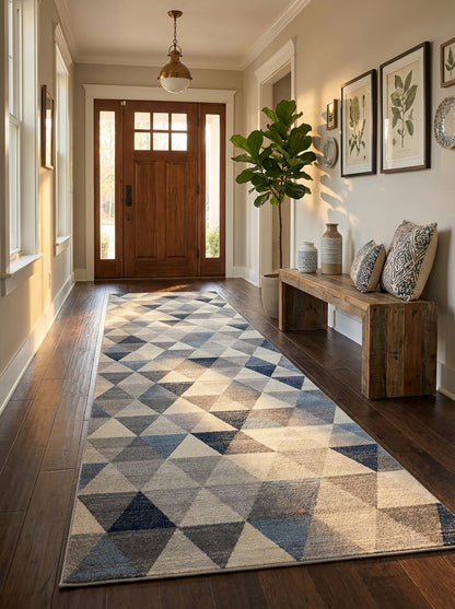 Eldin Geometric Contemporary Blue Indoor Rug-20