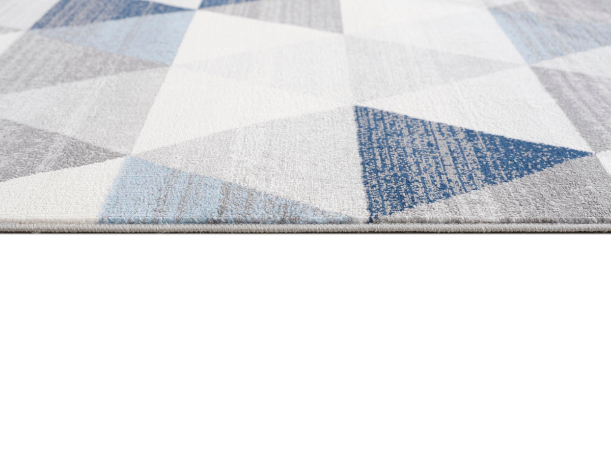 Tapis Eldin géométrique contemporain bleu