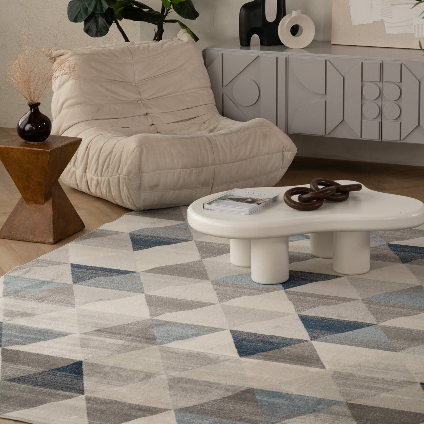 Eldin Geometric Contemporary Blue Indoor Rug-11