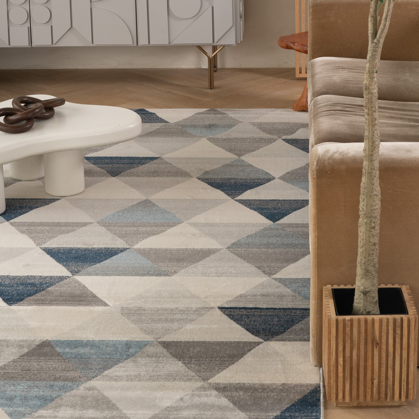Eldin Geometric Contemporary Blue Indoor Rug-12