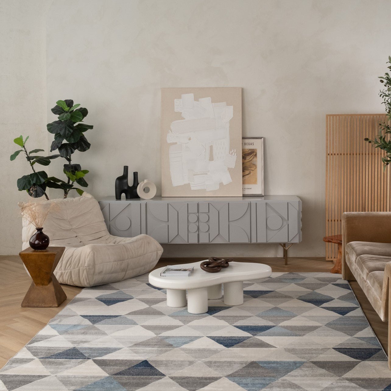 Eldin Geometric Contemporary Blue Indoor Rug-10