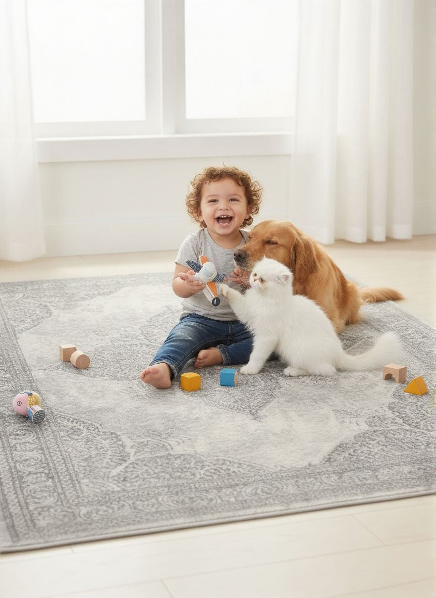 Soraya Medallion Floral Grey Indoor Rug