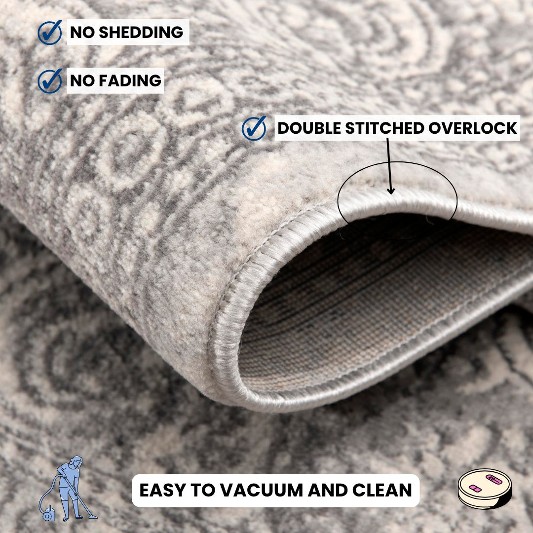 Soraya Medallion Floral Grey Indoor Rug