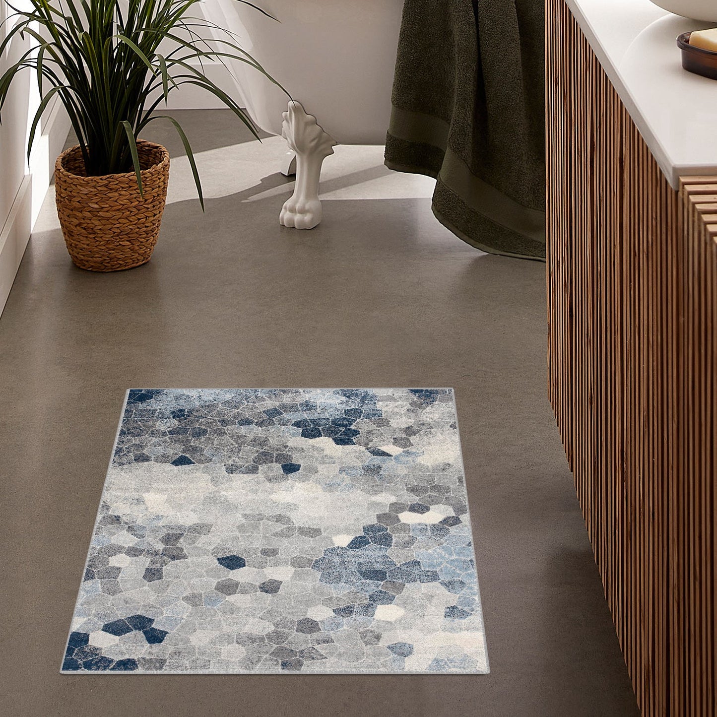 Havana Geometric Contemporary Blue Rug