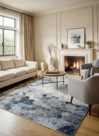 Zahra Mosaic Stone Blue Indoor Rug-4