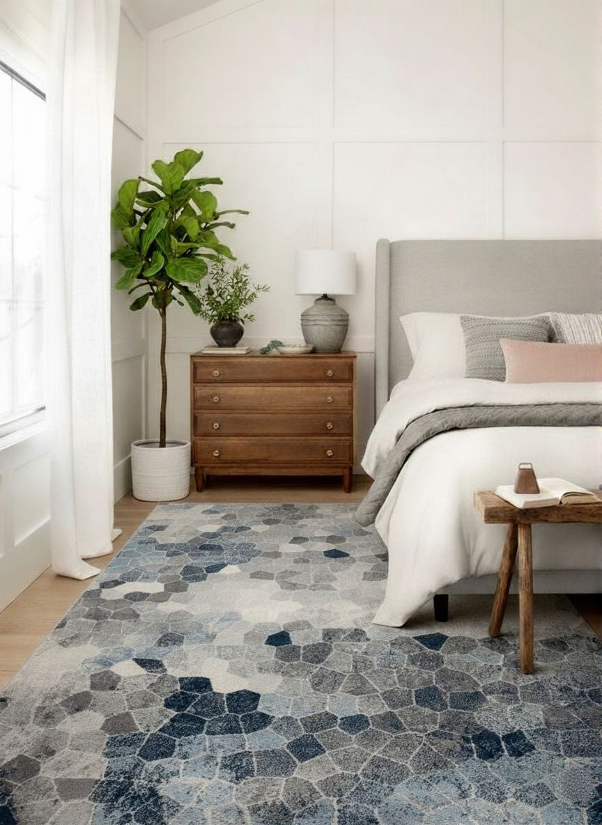 Zahra Mosaic Stone Blue Indoor Rug-5