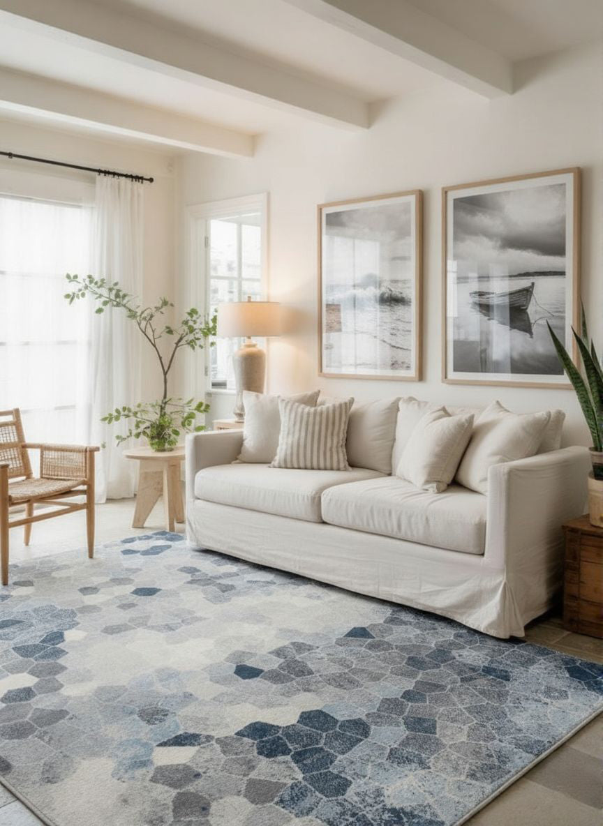 Zahra Mosaic Stone Blue Indoor Rug-6
