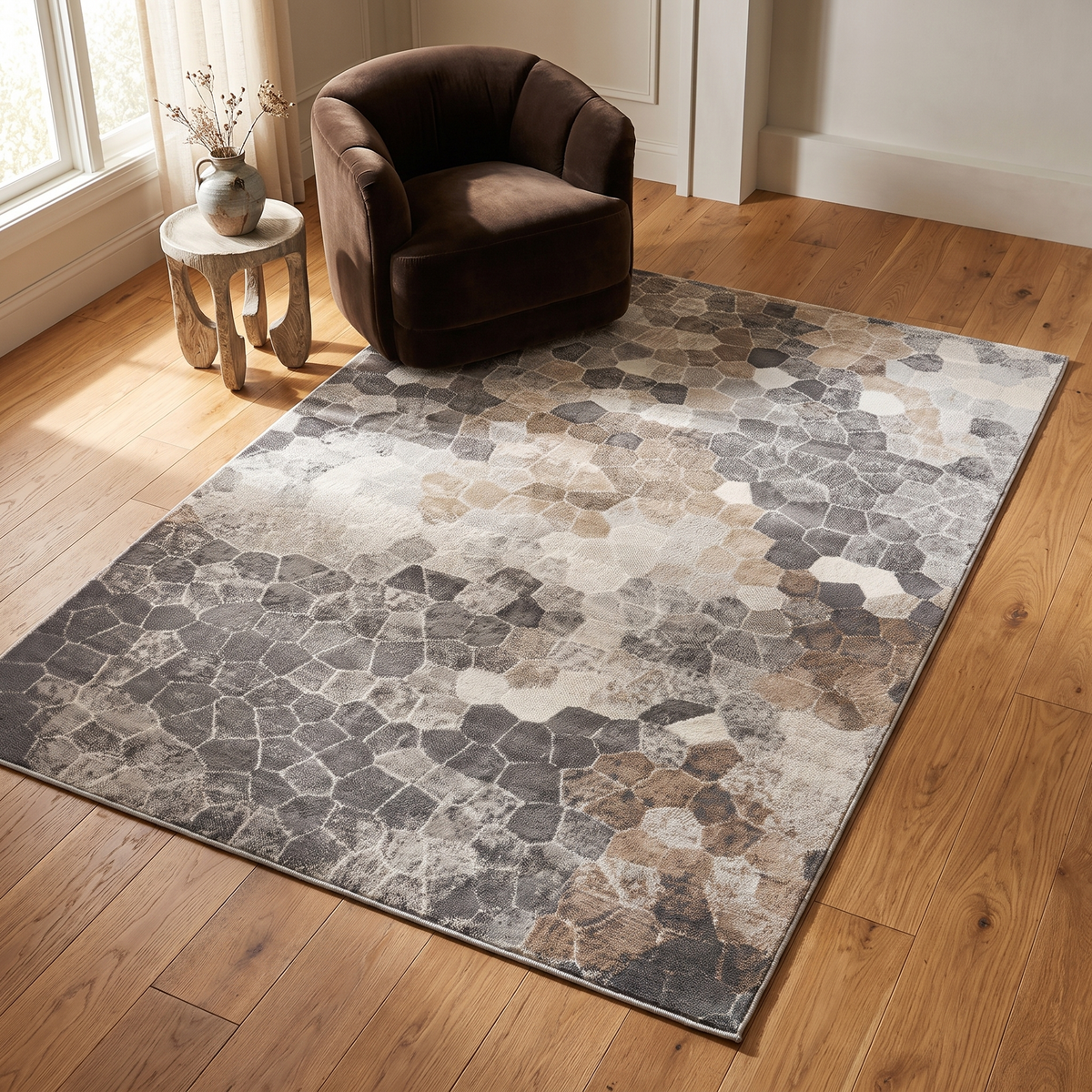 Zahra Mosaic Stone Grey Indoor Rug