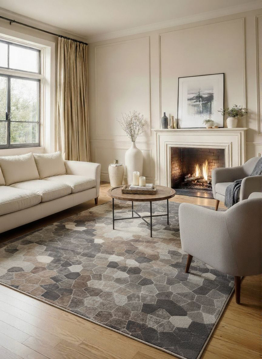 Zahra Mosaic Stone Grey Indoor Rug