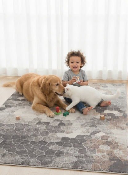 Zahra Mosaic Stone Grey Indoor Rug