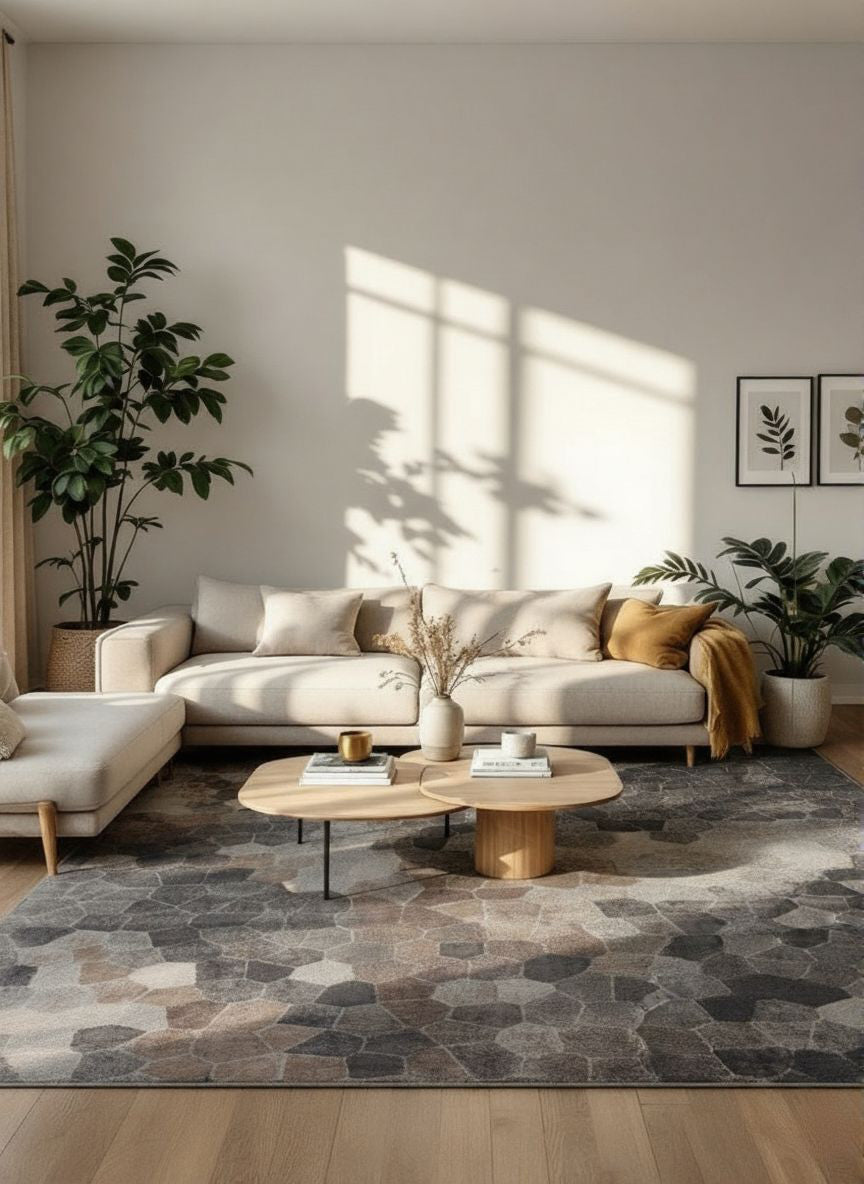 Zahra Mosaic Stone Grey Indoor Rug