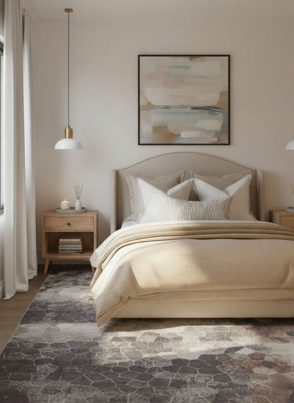 Zahra Mosaic Stone Grey Indoor Rug