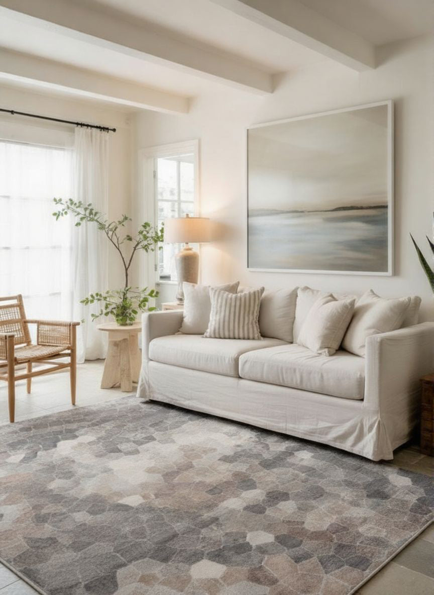 Zahra Mosaic Stone Grey Indoor Rug