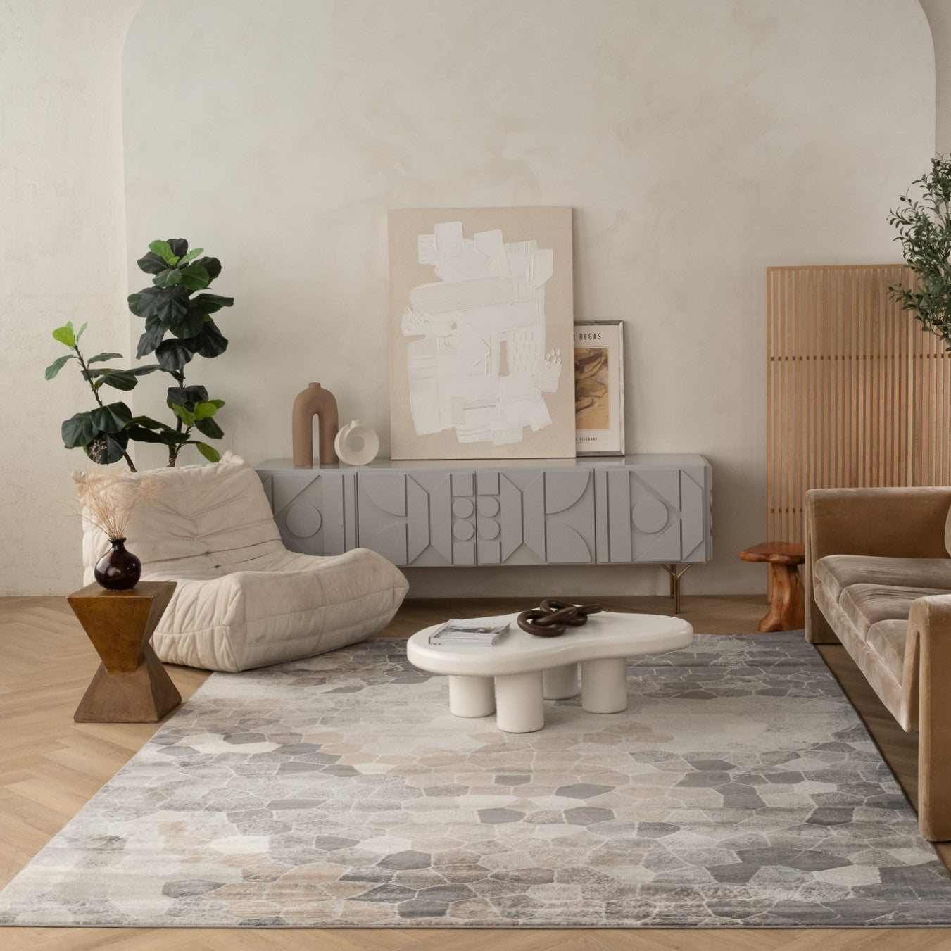 Zahra Mosaic Stone Grey Indoor Rug