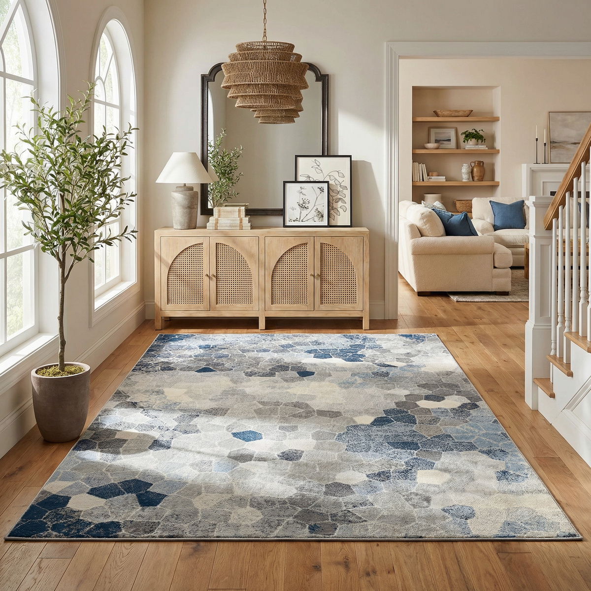 Zahra Mosaic Stone Blue Indoor Rug