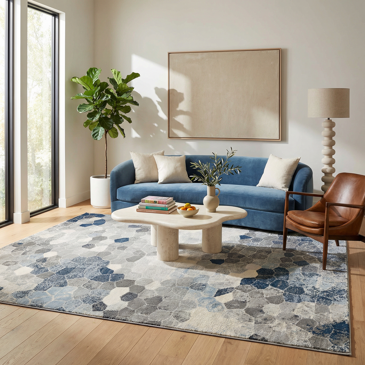Zahra Mosaic Stone Blue Indoor Rug