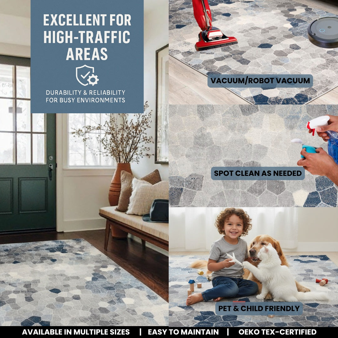 Zahra Mosaic Stone Blue Indoor Rug-29