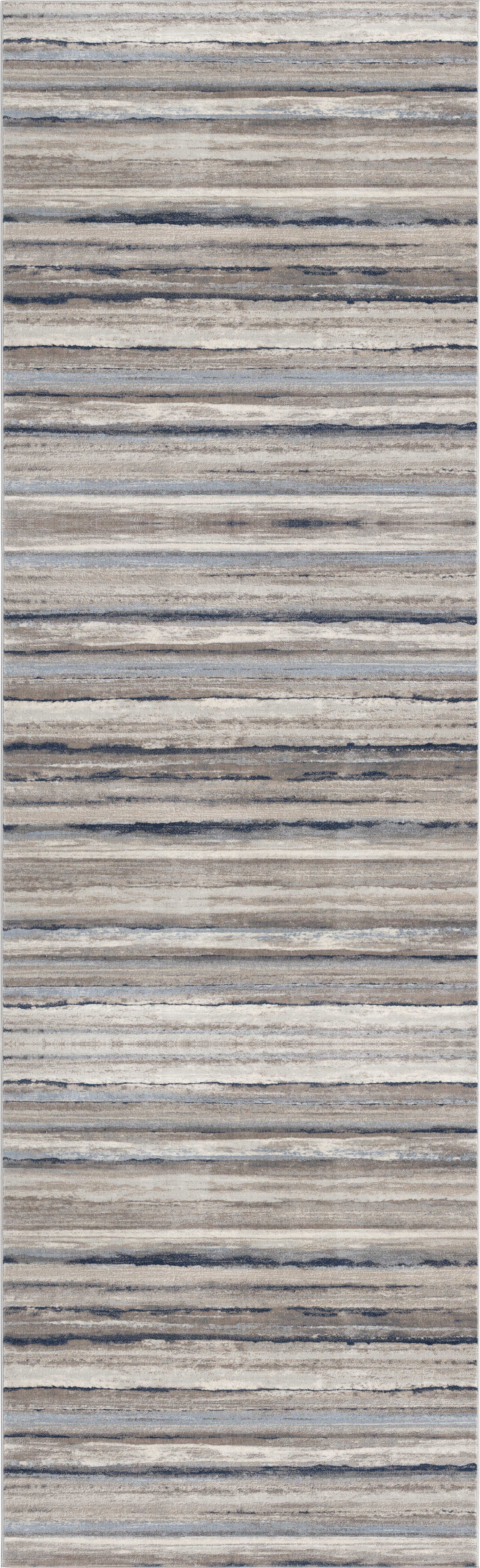 Rimal Abstract Contemporary Blue and Brown Indoor Rug-18